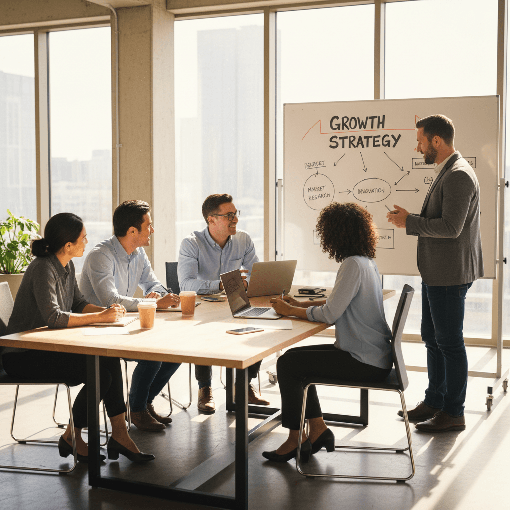 Business team participating in an AI literacy workshop