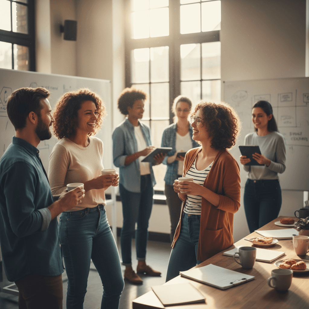 Workshop attendees networking and building professional connections