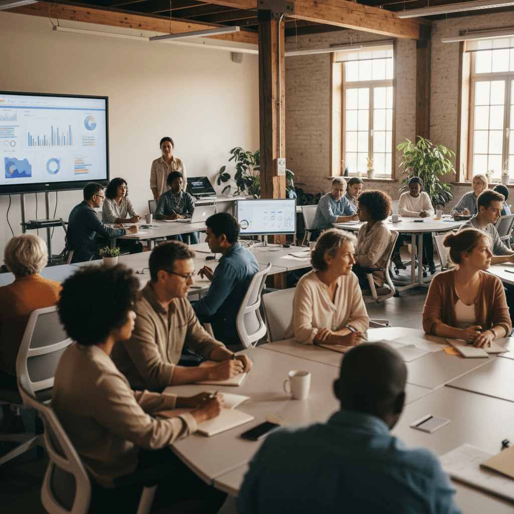 Diverse workshop attendees of varying backgrounds and experience levels